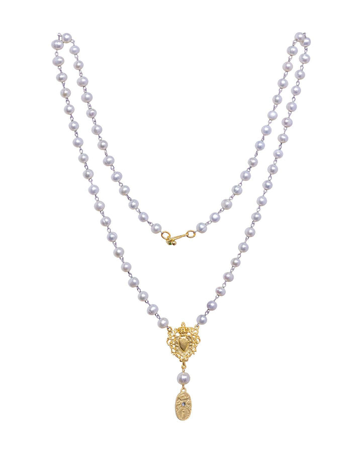 French Kande - Pearl Heart Fob Necklace