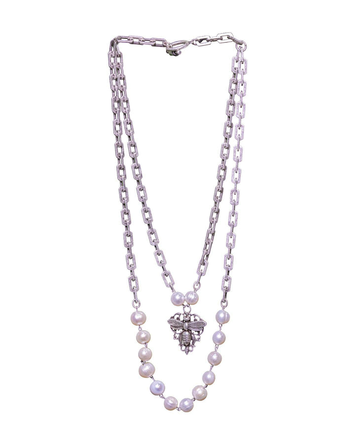 French Kande - Pearls With Filigree Miel Pendant