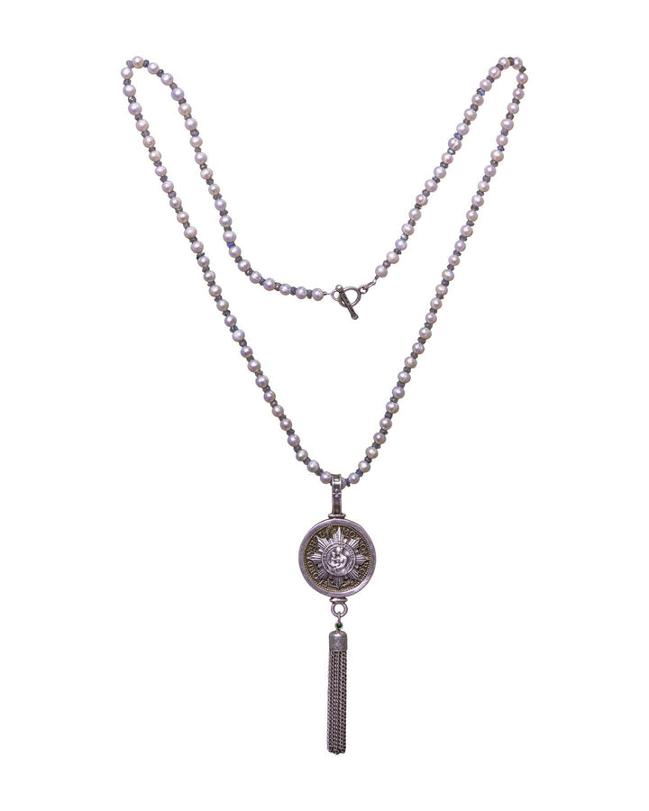 French Kande - Pearls With Patrie Medal Necklace