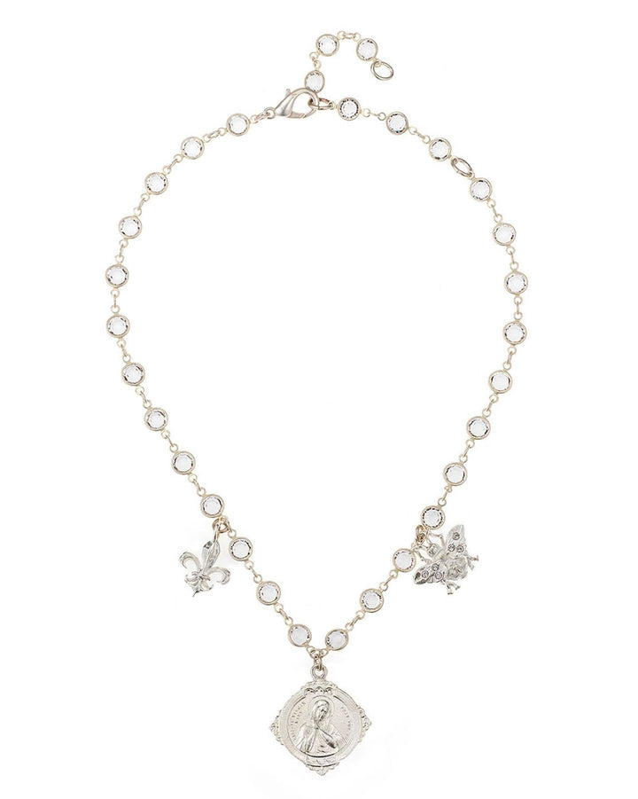 French Kande - Trio Pendant Crystal Silver Necklace