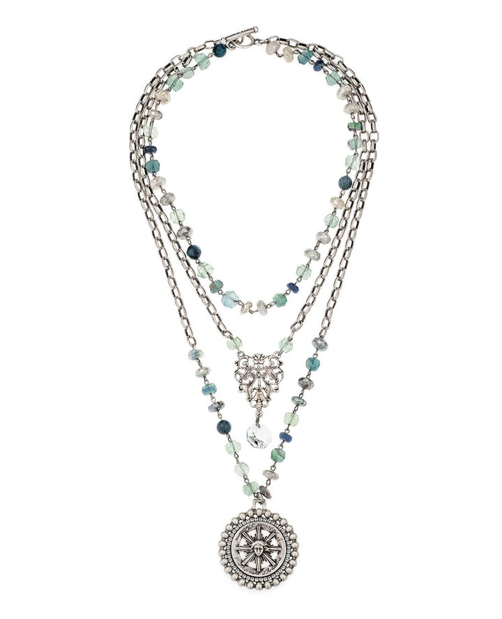 French Kande - Triple Strand Azur Mix Necklace