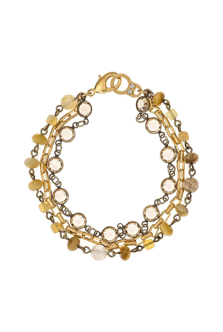 French Kande - Triple Strand Crystal Butterscotch Mix Bracelet