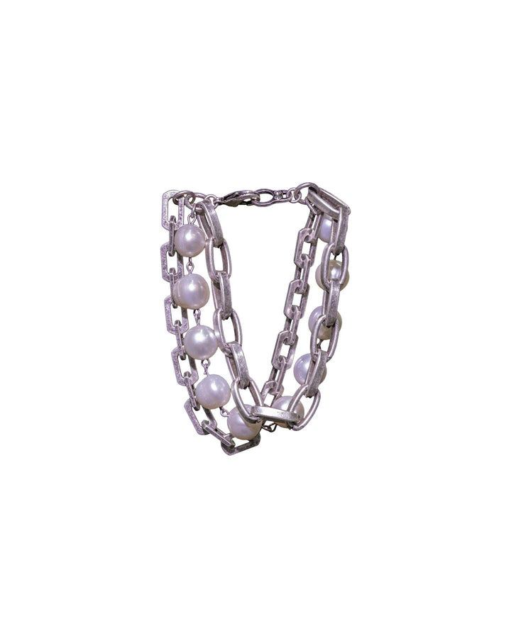 French Kande - Triple Strand Pearl Chain Bracelet