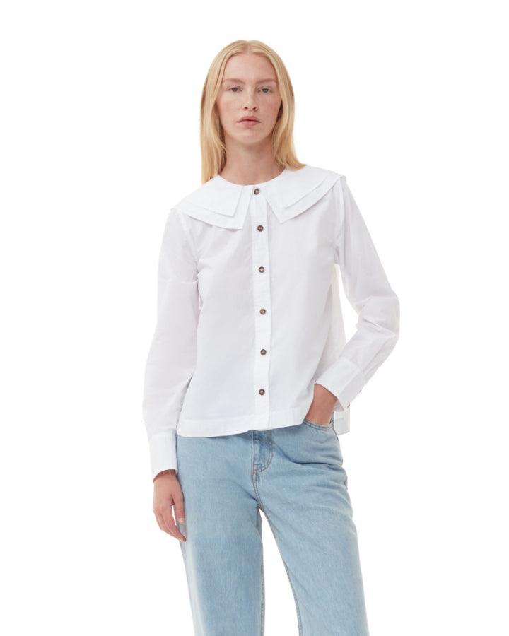 Ganni - Cotton Poplin Double Collar Shirt