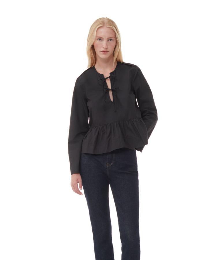 Ganni - Cotton Poplin Tie Blouse