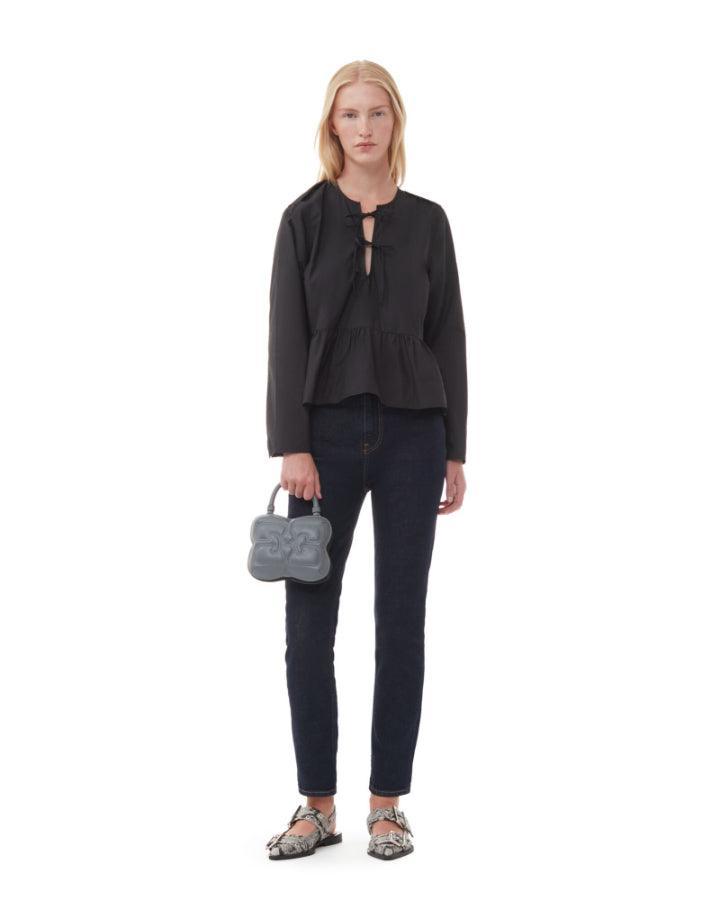 Ganni - Cotton Poplin Tie Blouse