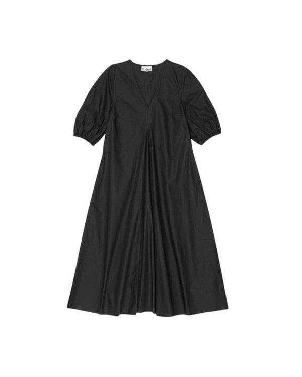 Ganni - Cotton Poplin V-Neck Long A-Line Dress