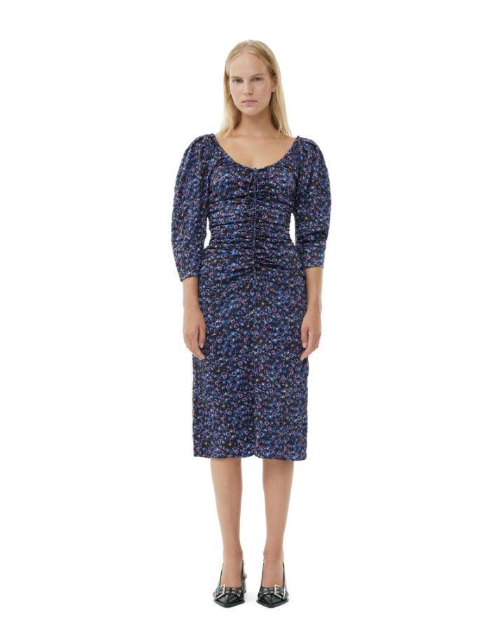 knee length dresses for ladies Ganni Crinkled Satin Midi Dress