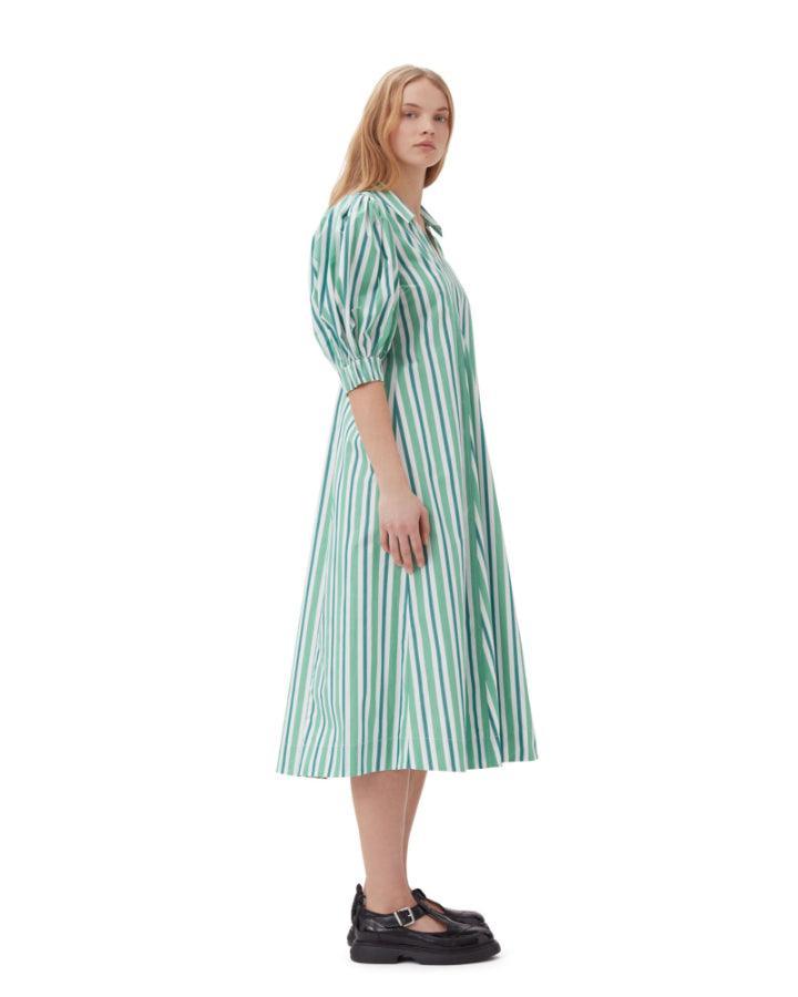 Ganni - Ganni Stripped Collar Long Dress