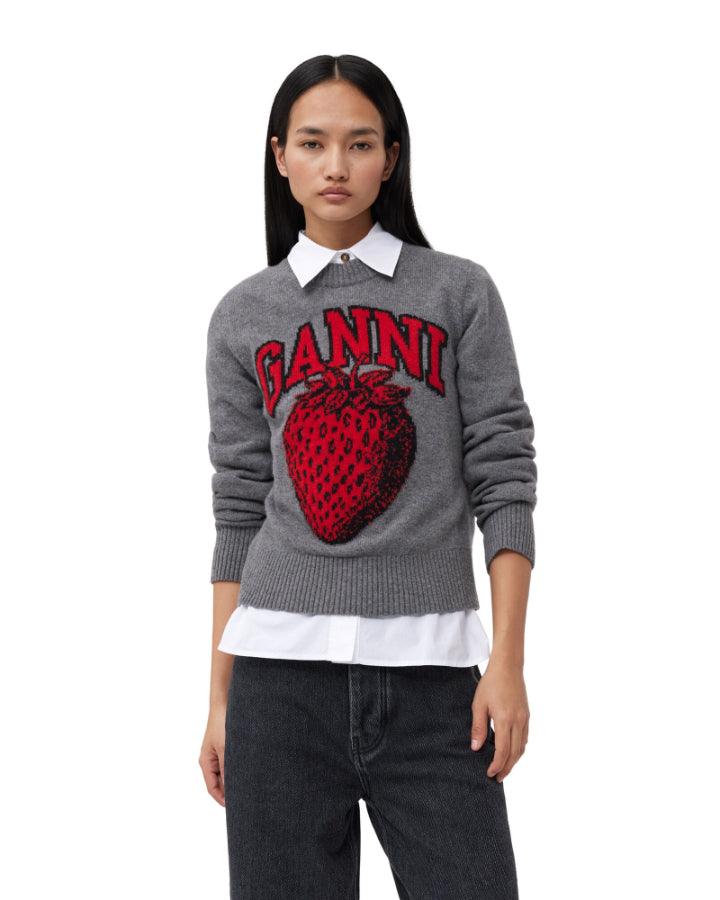 Ganni - Graphic Strawberry O-Neck Pullover