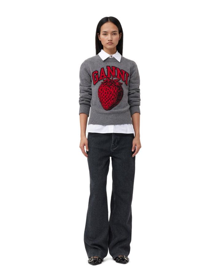 Ganni - Graphic Strawberry O-Neck Pullover