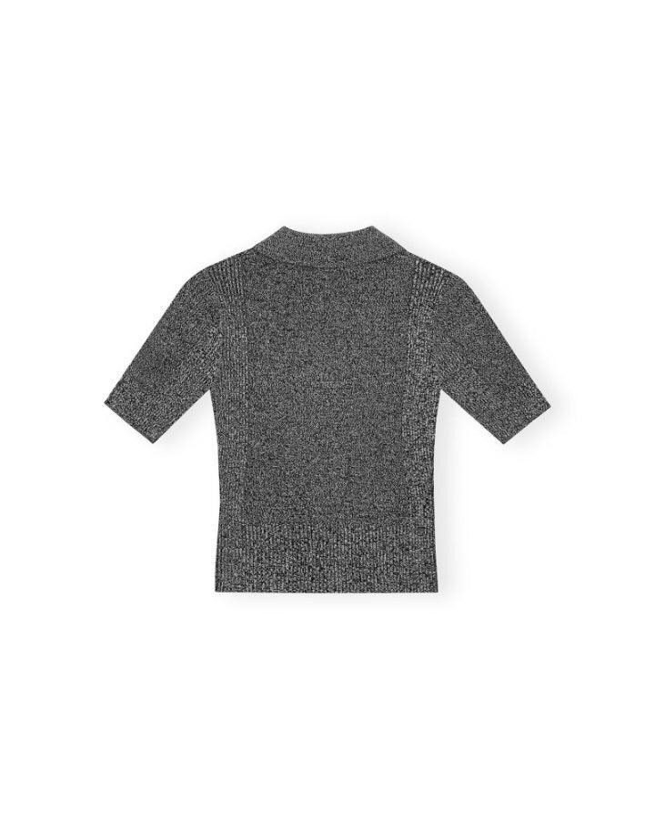 Ganni - Melange Rib Knit Polo Shirt