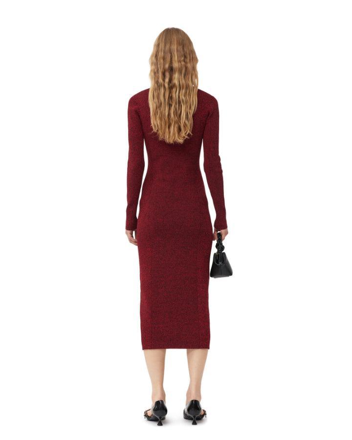 Ganni - Melange Rib Long Sleeve Polo Dress