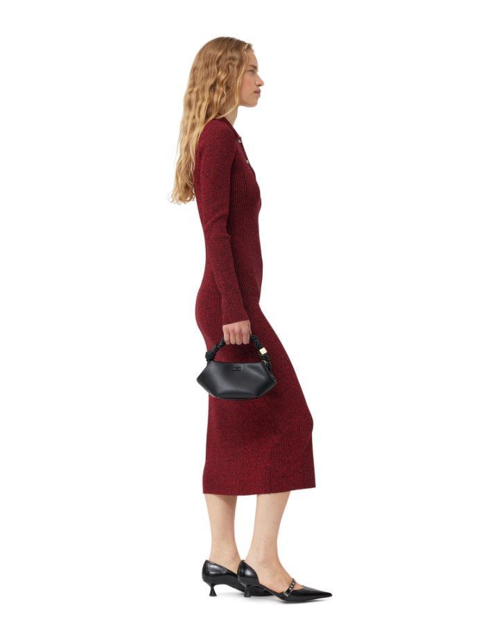 Ganni - Melange Rib Long Sleeve Polo Dress