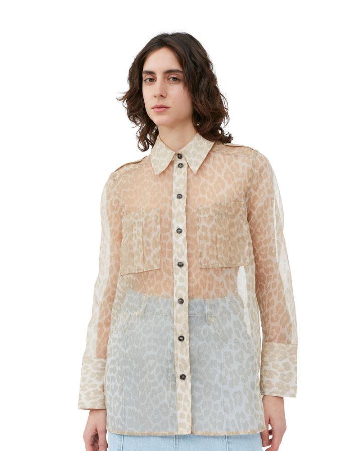 Ganni - Organza Print Sheer Shirt