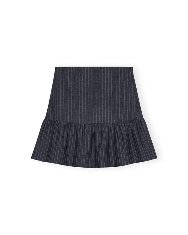 Ganni - Pinstripe Flounce Mini Skirt