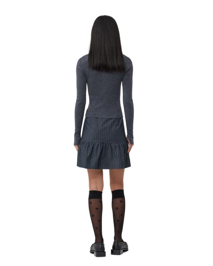 Ganni Pinstripe Flounce Mini Skirt – BLU'S