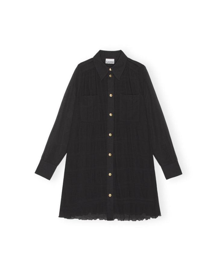 Ganni - Pleated Georgette Shirt Dress