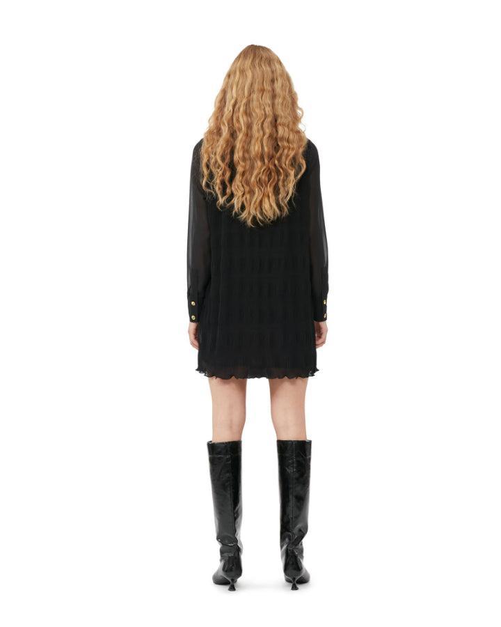 Ganni - Pleated Georgette Shirt Dress