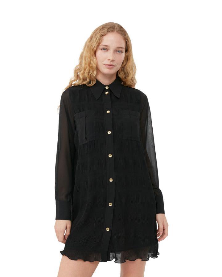 Ganni - Pleated Georgette Shirt Dress