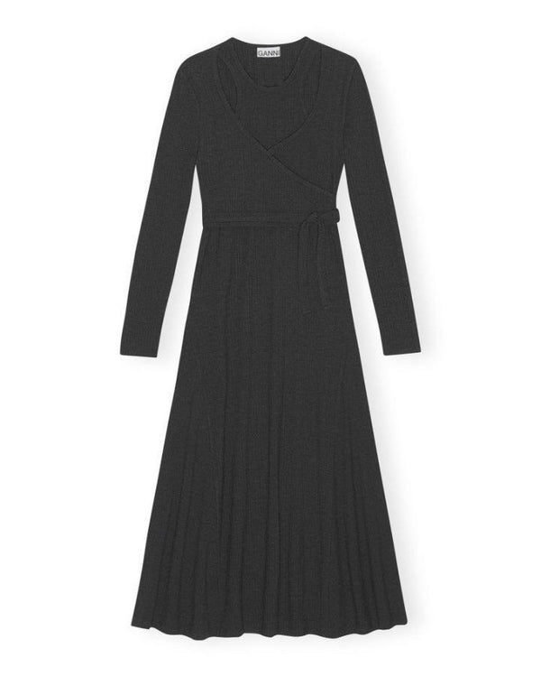 Ganni - Rib Jersey Wrap Maxi Dress