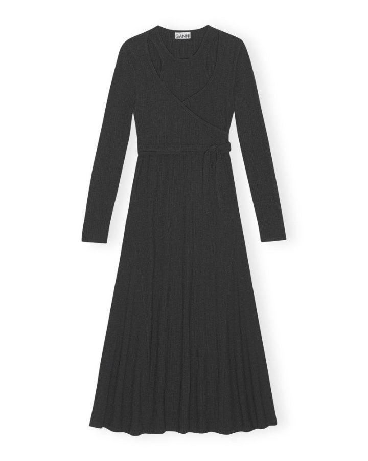Ganni - Rib Jersey Wrap Maxi Dress