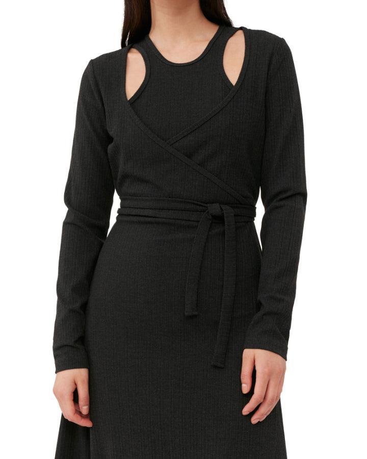 Ganni - Rib Jersey Wrap Maxi Dress