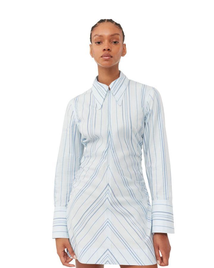 Ganni - Striped Twill Fitted Tunic