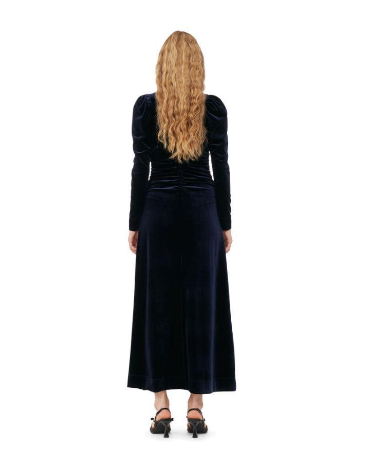 Ganni - Velvet Gathered Dress