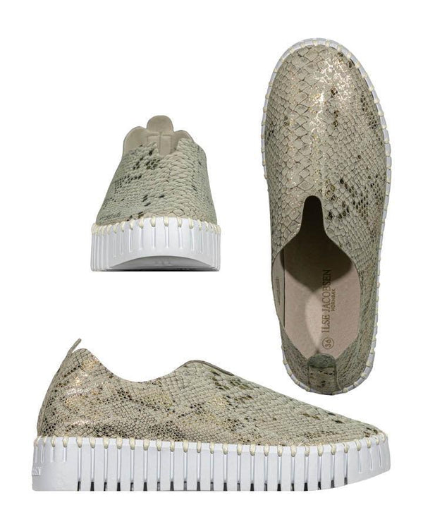 Ilse Jacobsen - Tulip Snake Print Slip On Sneaker Wheat