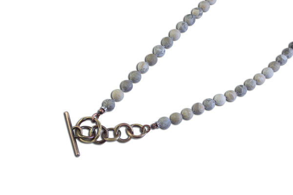 Karyn Chopik - Hand Knotted Necklace 18" Fossil coral