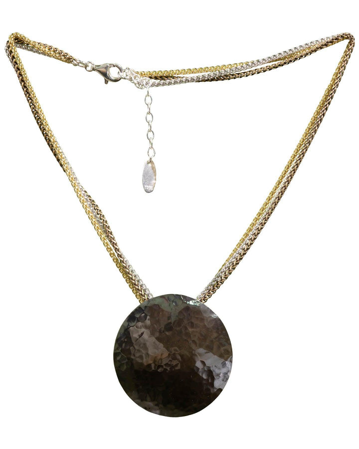 Karyn Chopik - Triple Strand Silver Disk Necklace
