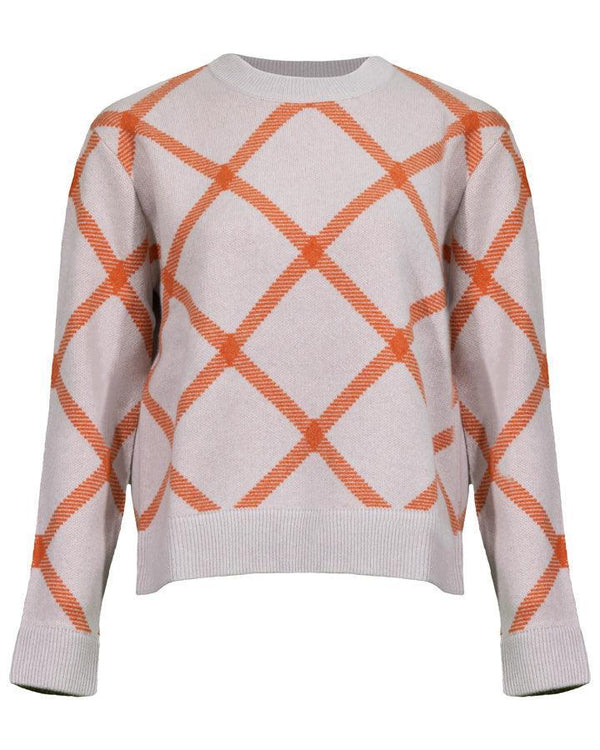 Kinross Cashmere - Cashmere Bias Plaid Pullover