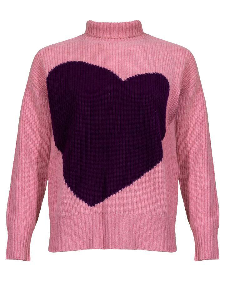 Kinross Cashmere - Cashmere Contrast Heart Pullover
