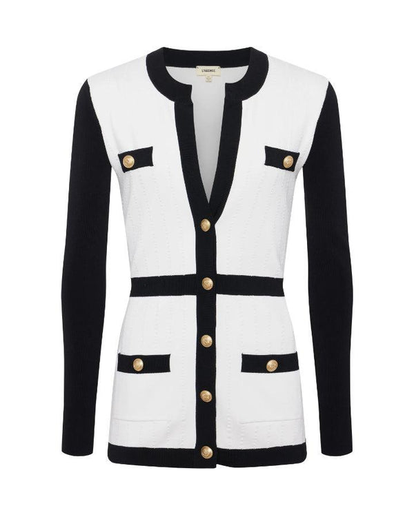 L'Agence - Clover Contrast Trim Cardigan