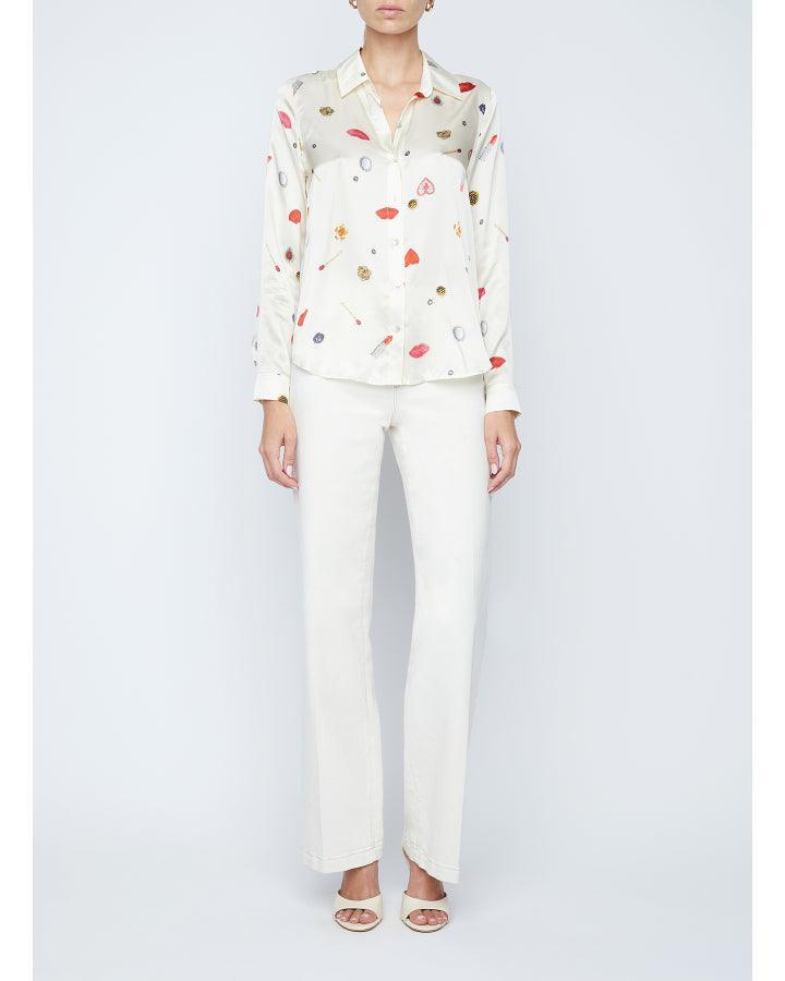 L'Agence - Tyler Heart Jewel Print Silk Blouse