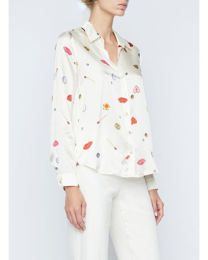 L'Agence - Tyler Heart Jewel Print Silk Blouse