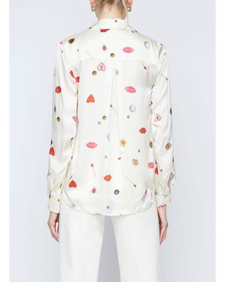 L'Agence - Tyler Heart Jewel Print Silk Blouse