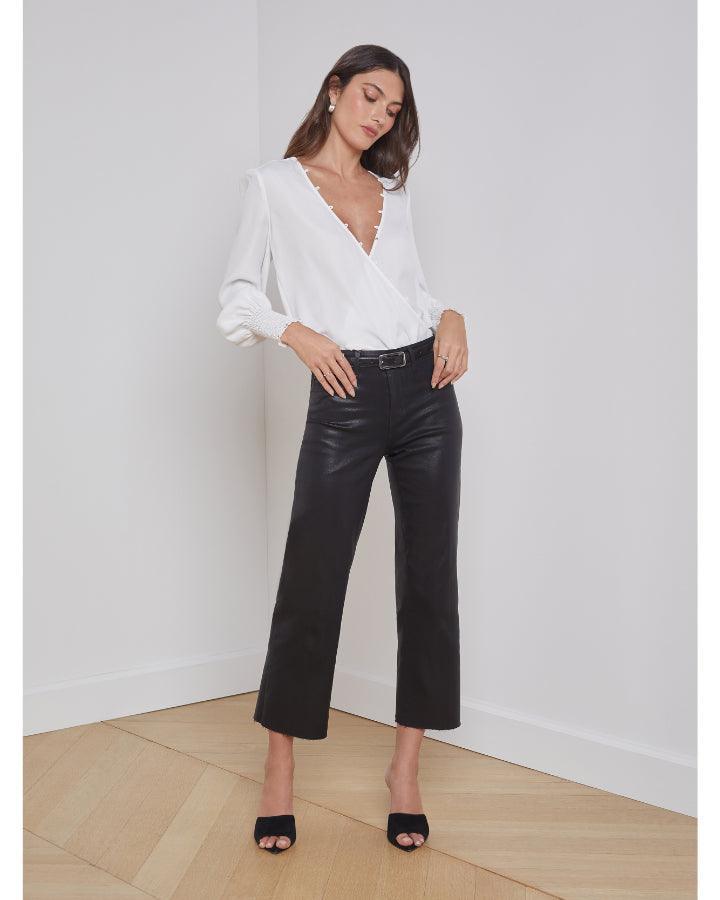 L'Agence - Wanda Crop Wide Leg Coated Pant