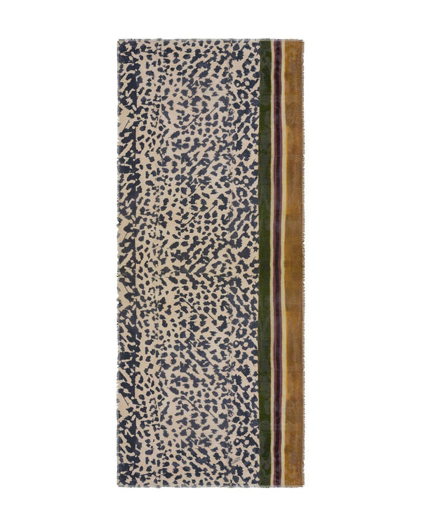 Luisa Cerano - Animal Print Striped Edge Modal Scarf