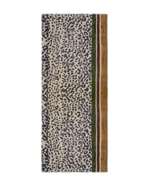 Luisa Cerano - Animal Print Striped Edge Modal Scarf