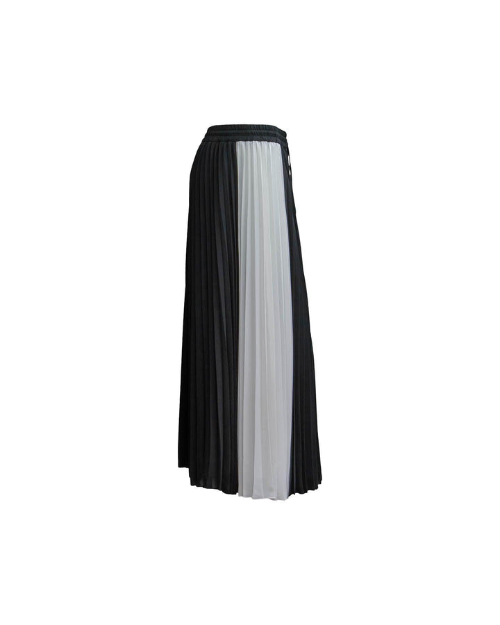 Luisa Cerano - Black and White Colorblock Pleated Skirt