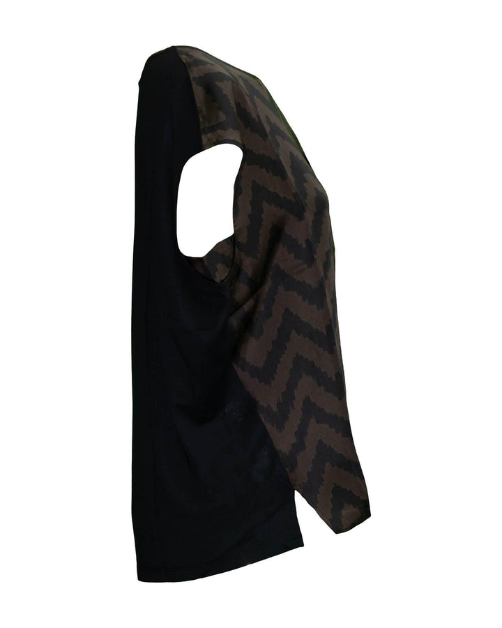 Luisa Cerano - Cap Sleeve Chevron Print Blouse