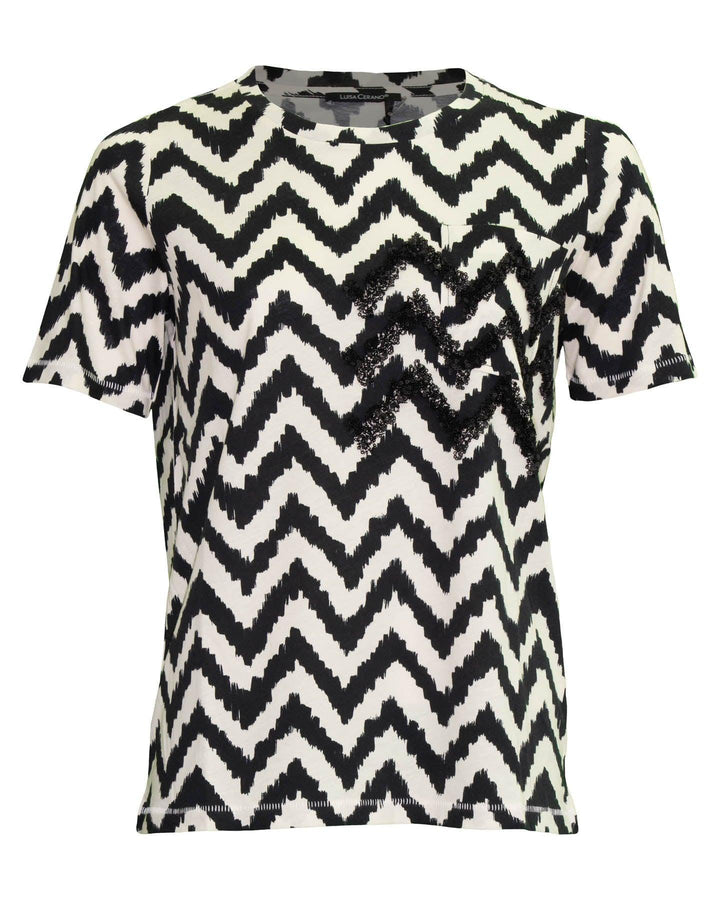 Luisa Cerano - Chevron Print Cotton T-Shirt
