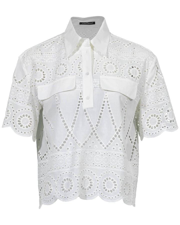 Luisa Cerano - Cropped Eyelet Blouse