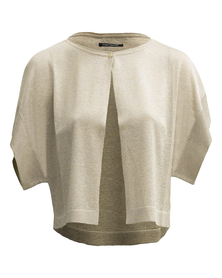 Luisa Cerano - Cropped Open Front Lurex Sweater