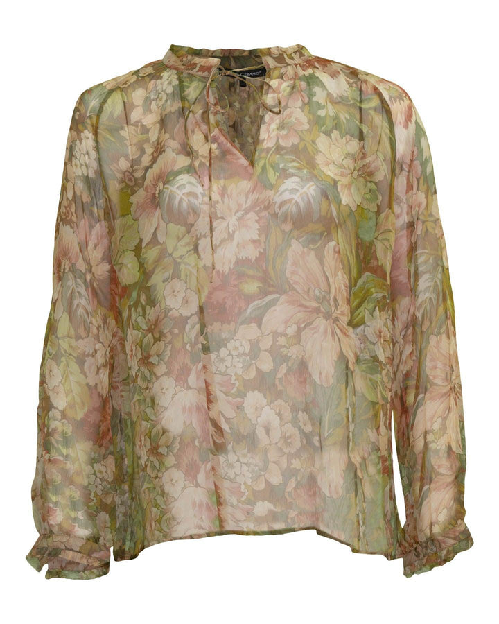 Luisa Cerano - Floral Print Semi Sheer Blouse