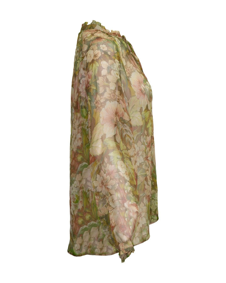 Luisa Cerano - Floral Print Semi Sheer Blouse