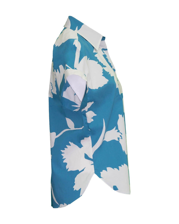Luisa Cerano - Hibiscus Print Blouse Blue