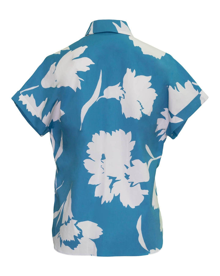 Luisa Cerano - Hibiscus Print Blouse Blue